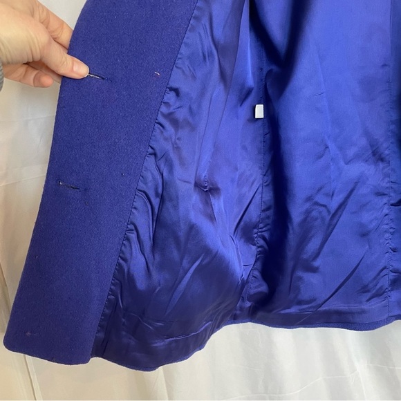 BORELLI Women’s Vintage Blue Purple Wool Heavy Blazer Coat‎ Lined Size 14 - Picture 7 of 11